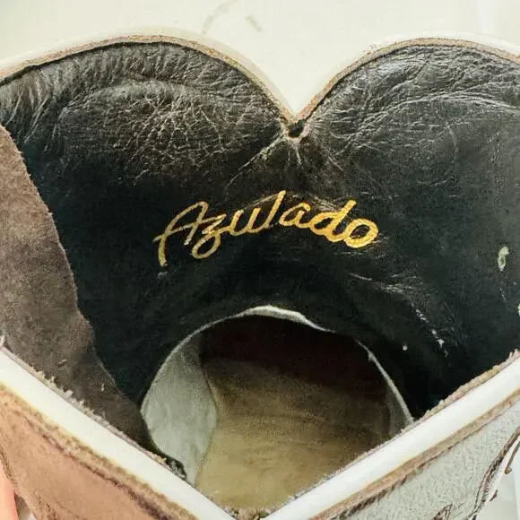 Azulado Boots Womens 6 Brown Leather Snip Toe Western Cowgirl Ankle Zip Low Heel - Picture 10 of 12